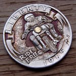 'Ride Free' clad coin 1965 Washington quarter $ carving 3