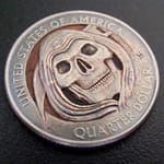 'Grim Reaper' clad coin carving USA quarter $ 2000 2a