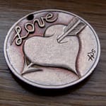 'Heart & Arrow' Love token-coin carving (1978 French 10 Francs coin) 2