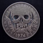 'Skulled 1974 French 5 francs coin' 1